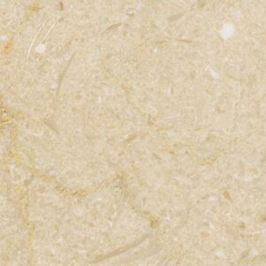 Close-up of Crema Marfil Marble showing beige tones and white veins.